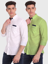 Mens Casual Full Sleeve Silver Button Shirt (Pack 2)